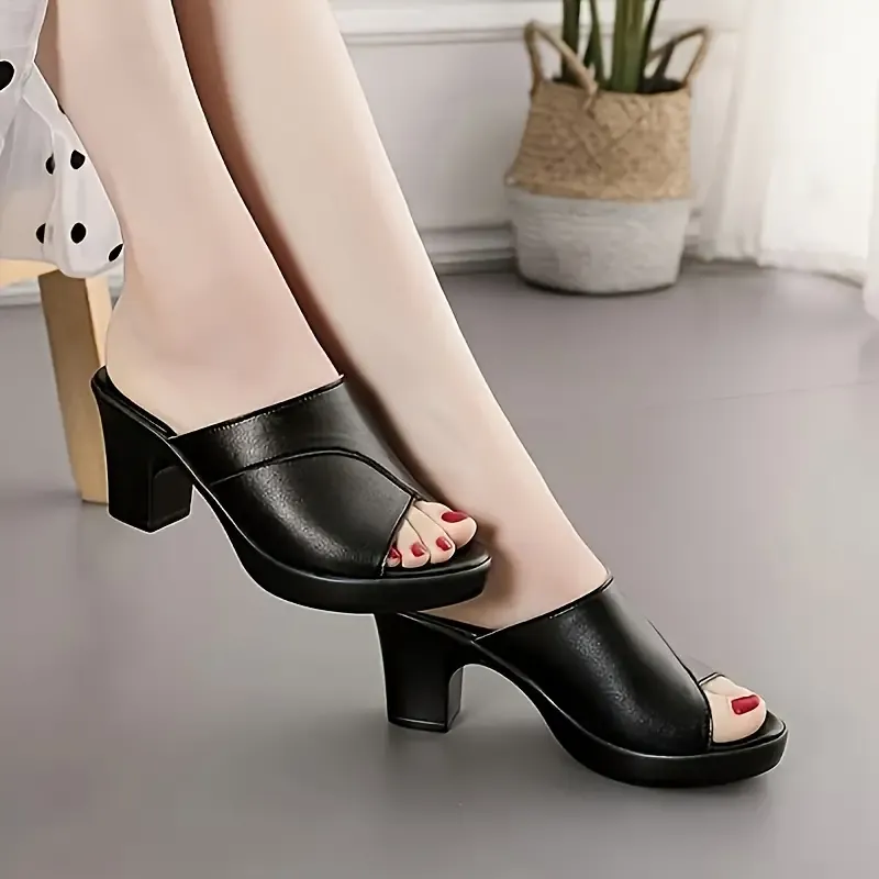 Chic Womens Chunky Heeled Sandals