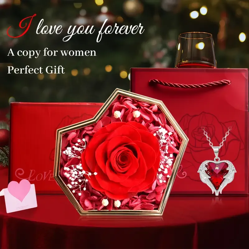 Eternal Rose Necklace Jewelry Gift Box