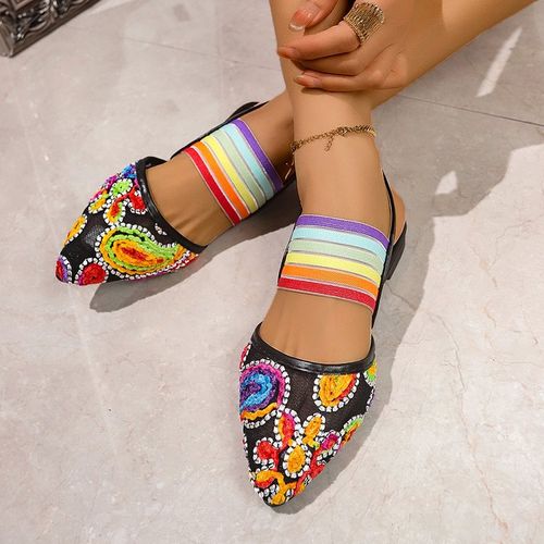 rhinestone single shoes with back-opening sandals