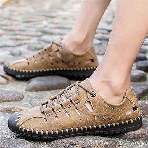 sandals soft sole perforated hole leather shoes