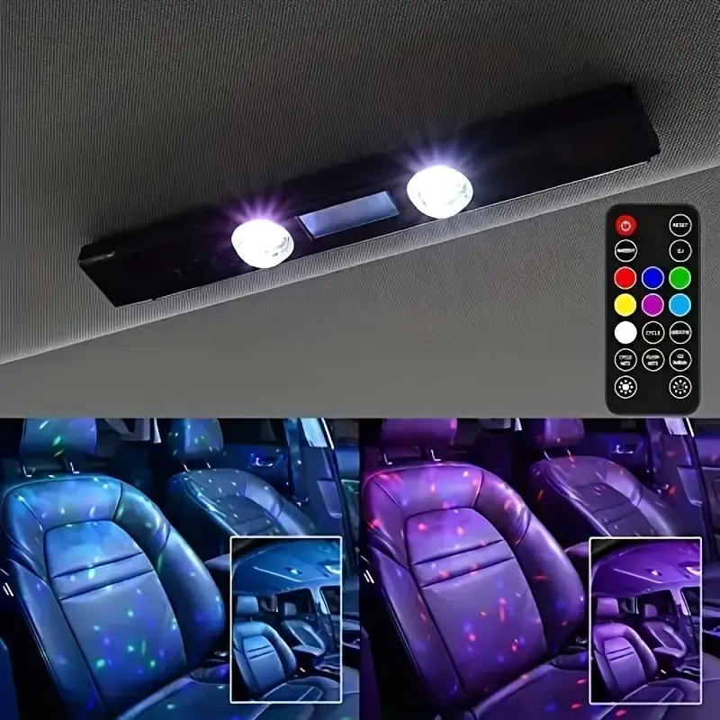 USB Rechargeable Multicolor LED Car Neon Accent Lights with Remote - 5V Interior Atmosphere Lamp for Music Rhythm, Ambient Decoration, DJ Party Lighting - Versatile Use for Vehicles & Home