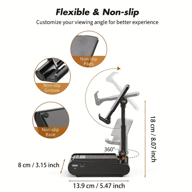 Cell Phone Stand With Wireless Speaker And Non-slip Base, Suitable For Indoor And Outdoor And Desktop, Dad's Gifts, Gifts For Family And Friends, Portable Mobile Phone Stand Speaker For Party Camping