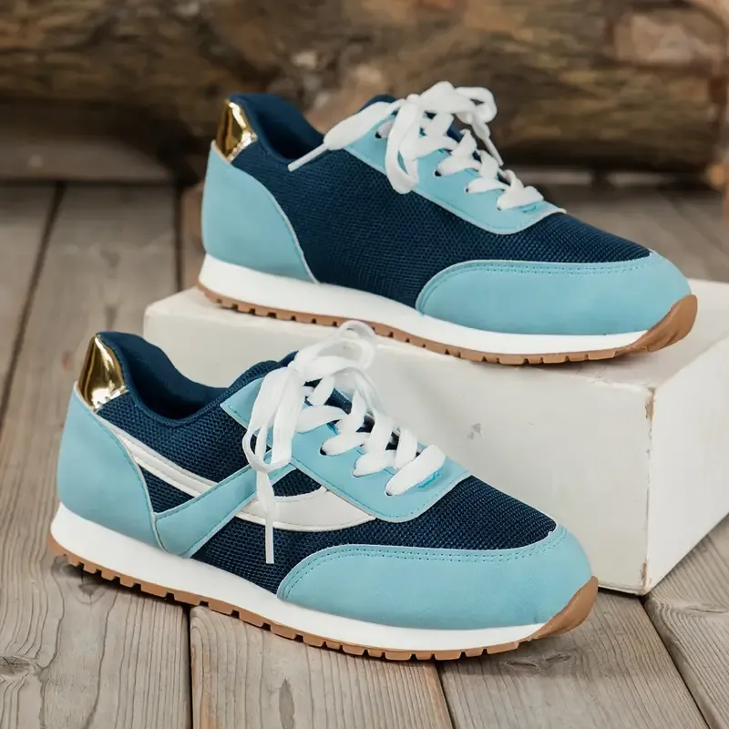 Women's Breathable Blue Casual Sneakers - Lightweight, Comfortable Lace-Up Shoes for All Seasons