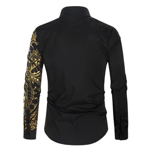 2025 New Fashion Men's 3D Printed Shirt European Size Slim Lapel European and American Men's Long Sleeve Shirt