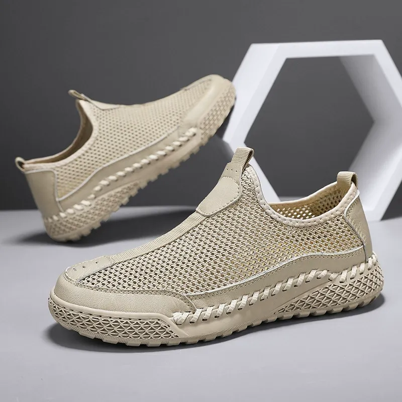 Hand-stitched mesh fabric trendy shoes, versatile men's casual shoes