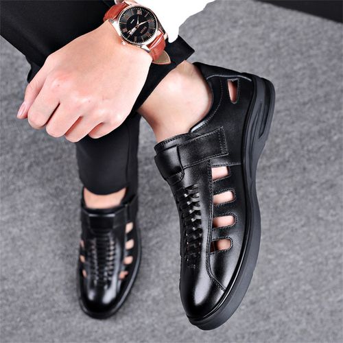 Soft leather breathable shoes with magic tape