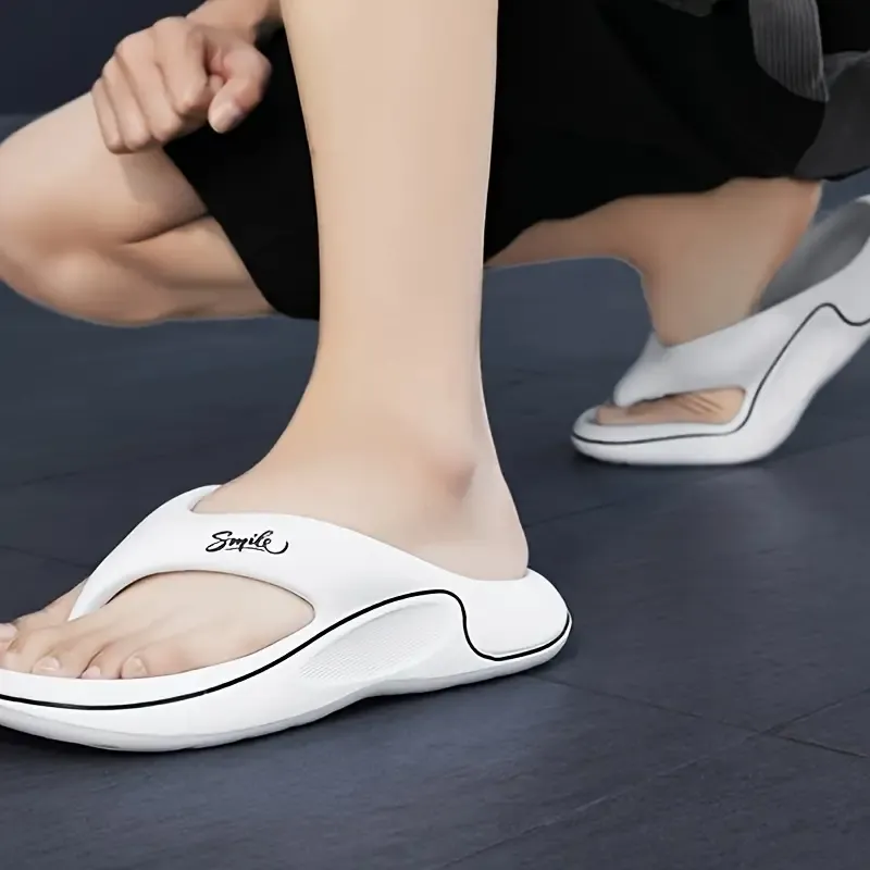 Men's Trendy Comfortable Flip Flops, Breathable Shock-absorbing Slippers For Indoor Outdoor Beach