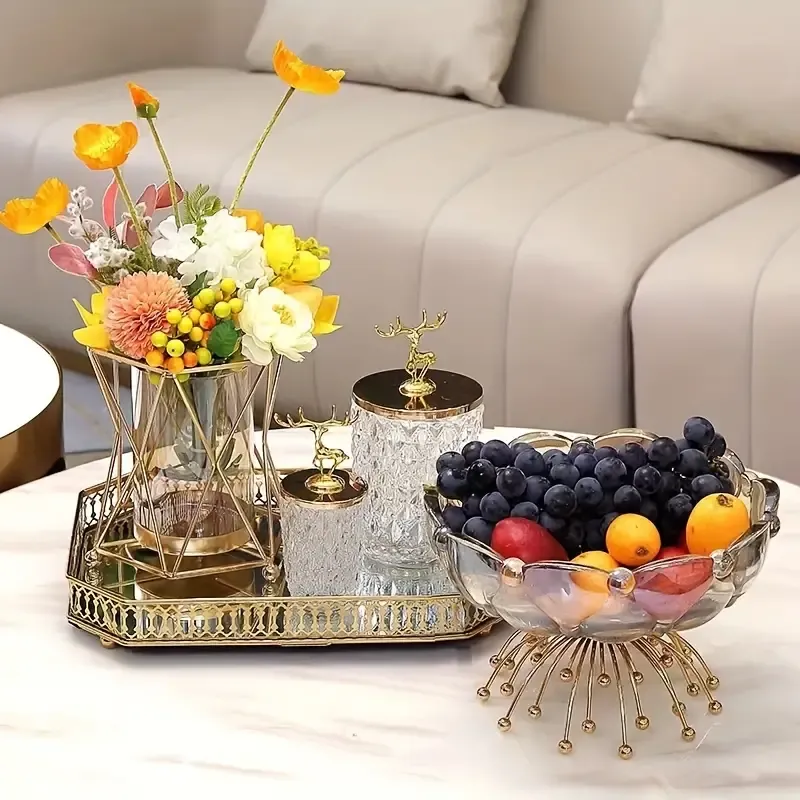 Elegant Glass Candy & Nut Serving Bowl - Handcrafted, Geometric Design for Living Room Coffee Table - Perfect for Holidays & Home Decor