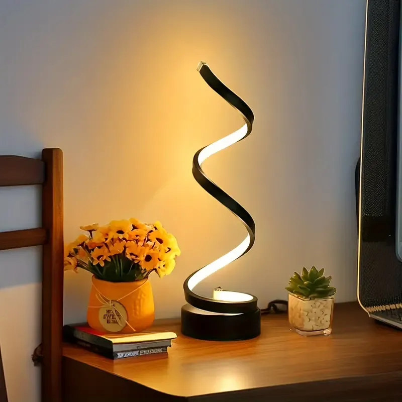 Classic Spiral Decorative Table Lamp For Office Bedroom Bedside Night Light