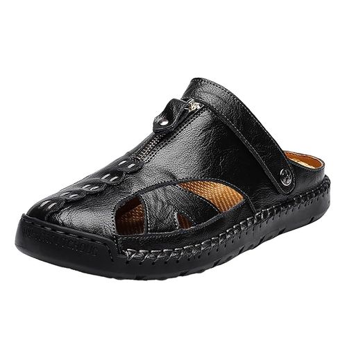 New style personalized genuine leather men's beach shoes young men's casual sandals