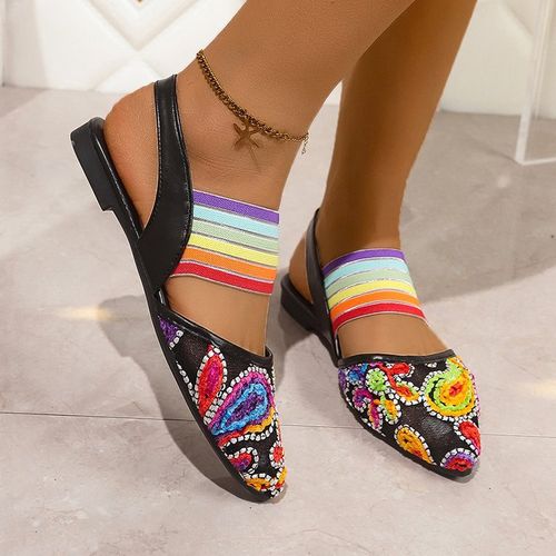 rhinestone single shoes with back-opening sandals