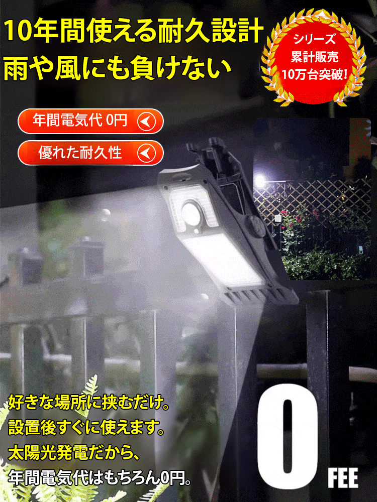 クリップ式ソーラーセンサーライト