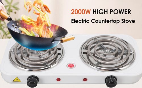 Electric Countertop Stove, 2000W Multifunctional 2 Portable Cooking Stove Electric Hot Plate Double for Home and Outdoor
