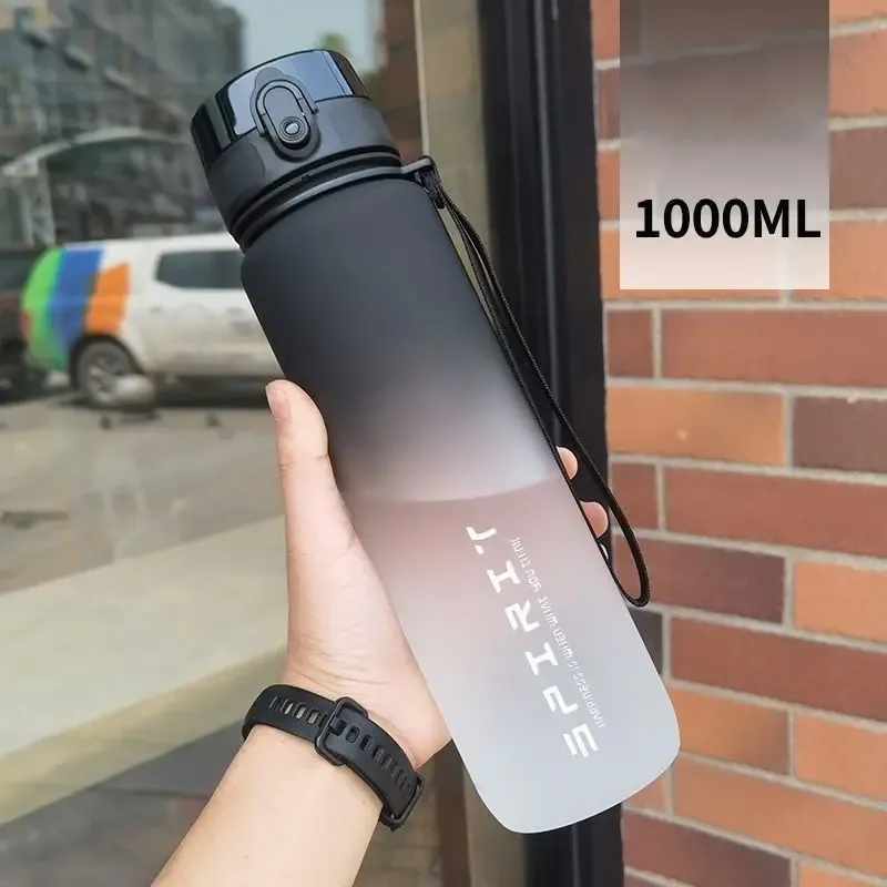 1pc 1000ml Portable Sports Water Bottle, Gradient Color Plastic Drinking Bottle For Men And Women, Perfect For Outdoor Travel And Office