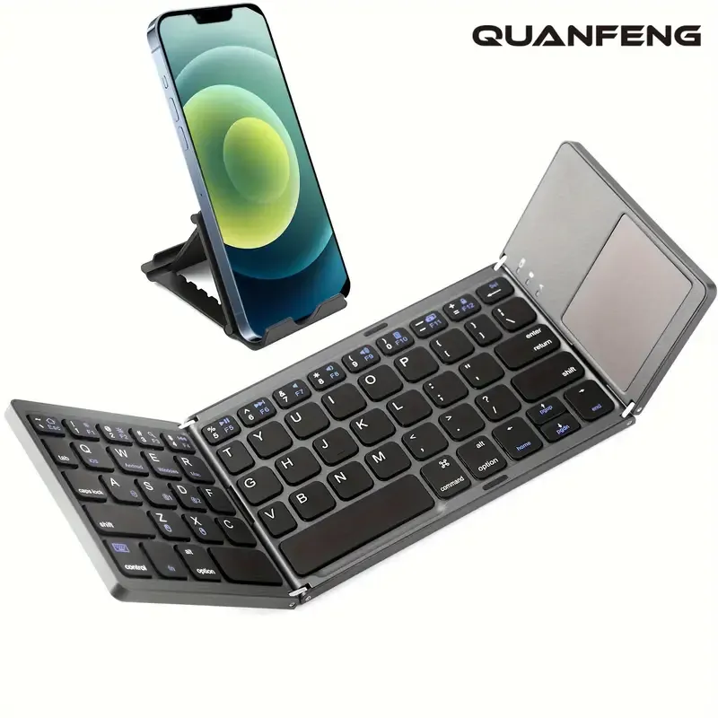 Bi-fold Three Fold Wireless Foldable Keyboard Computer Office Silent Ultra-thin Portable Keyboard Three Systems Universal