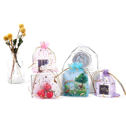 Moon Star Drawstring Organza Bag