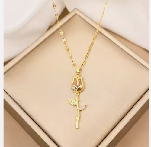 Fashion Gold-plated pendant tulip Collarbone chain Stainless steel jewelry