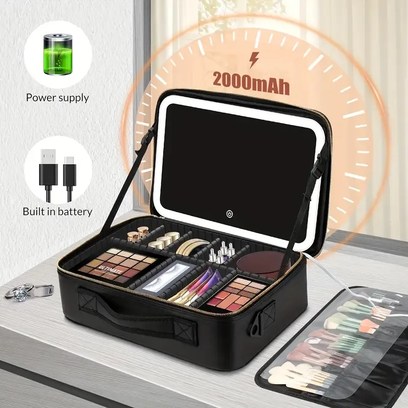 makeup bag with LED mirror