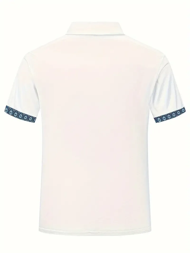 Men's Creative Pattern Graphic Print Golf T-shirt For Summer, Trendy Casual Short Sleeve Tennis Tees