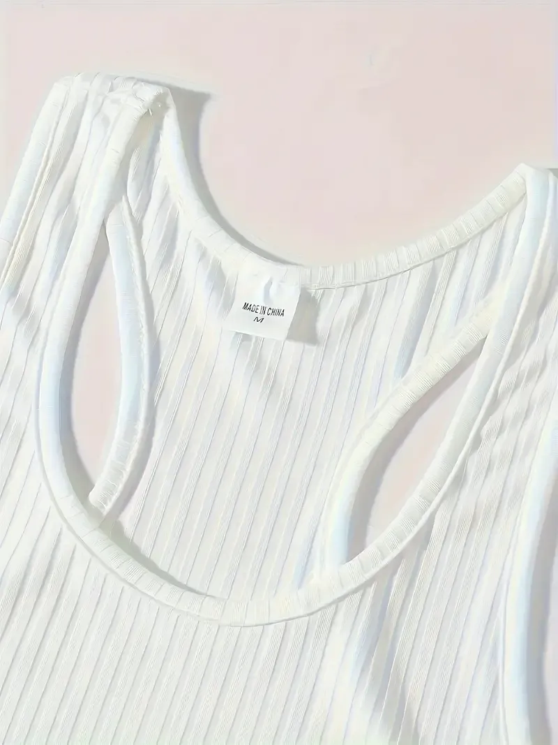 Men's Solid Color Stripe Pattern Knit Crew Neck Tank Top, Comfy Sports Vest For Men, Casual And Chic Tops For Summer Fitness Workout And Running Wear