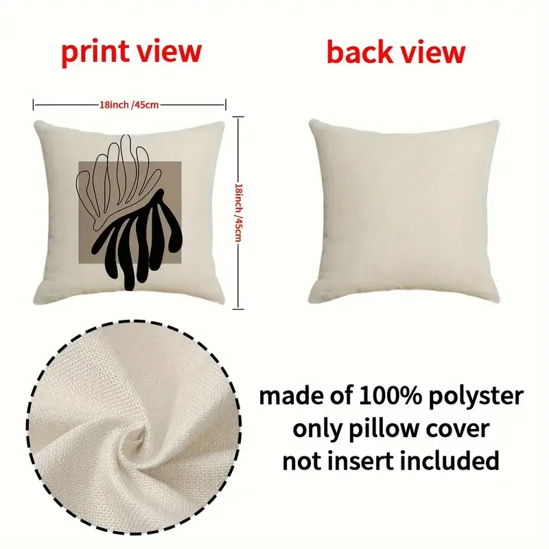 4pcs 1set Contemporary Geometric Abstract Pillow Covers, 45x45cm Linen Cushion Cases, Zippered Sofa Decor, Home Decor, No Insert, Machine Washable
