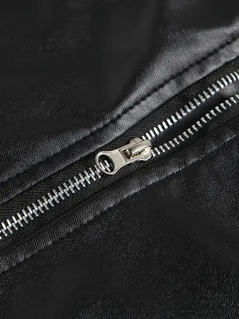 Men's Punk Biker Vest With Zipper And Belt Detail, Sleeveless PU Leather And Polyester Turn Down Collar Waistcoat, Hand Wash Or Dry Clean - All Seasons Cool Street Style Vest