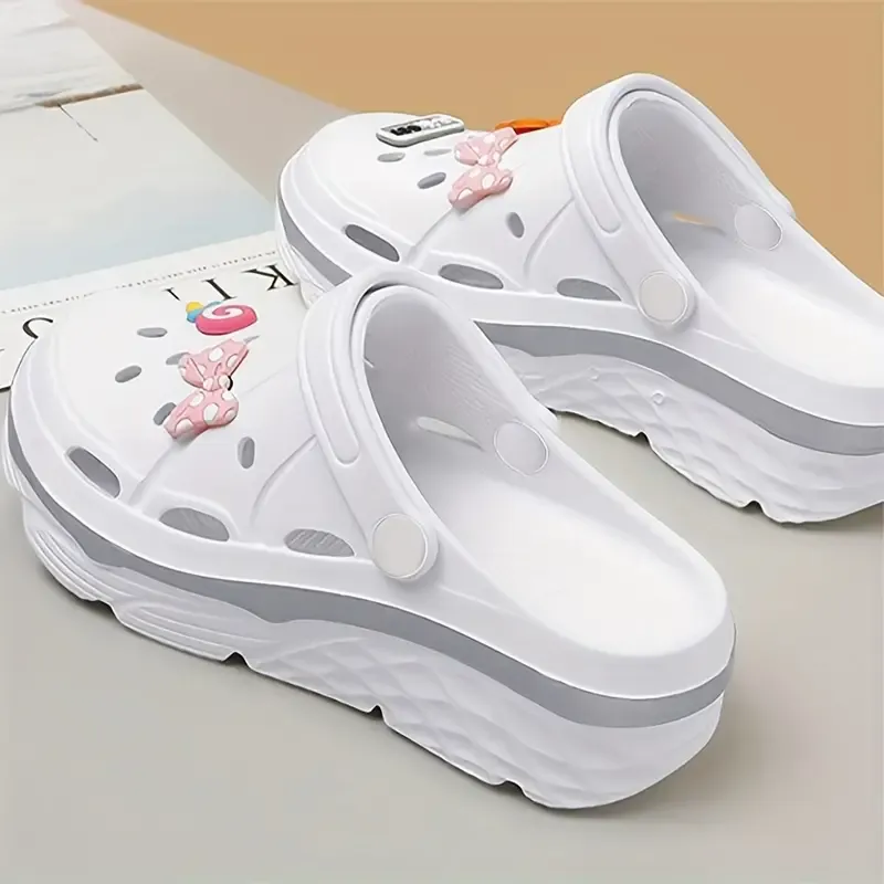 Women's Summer Clogs With DIY Charms, Cute Breathable Beach Slide Shoes, Lightweight Outdoor Garden Sandals
