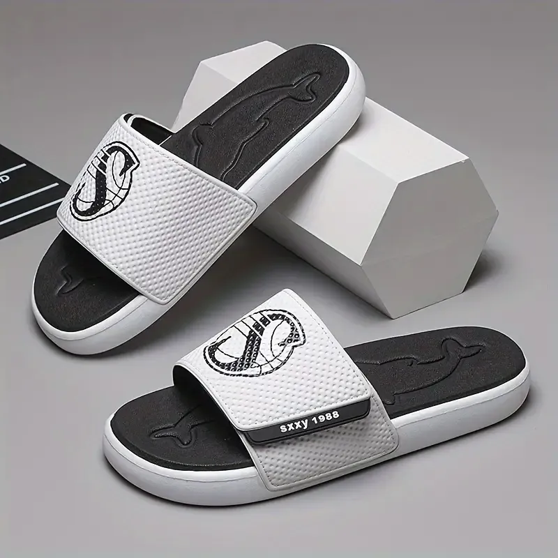 Men's Trendy Open Toe Slippers, Breathable Non-slip Wear-resistant Slippers For Indoor Outdoor Gym