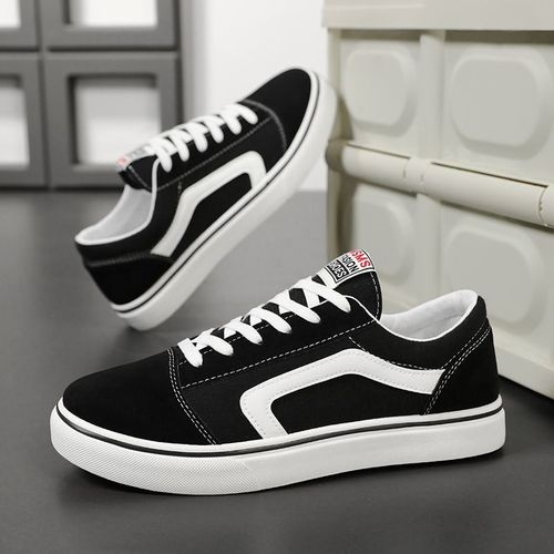 Classic black canvas shoes, men's wear-resistant soft-soled board shoes, simple casual shoes
