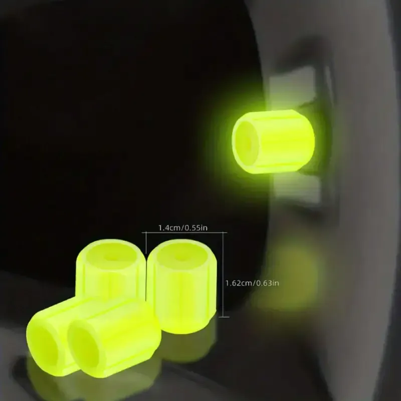 30pcs Glow-In-The-Dark Tire Valve Caps For Bikes, Cars & Motorcycles - Hexagonal Abs Fluorescent Covers