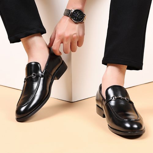 New plus-size men's leather shoes, business formal and casual shoes, men's British and Korean style pointed toe plus-size shoes