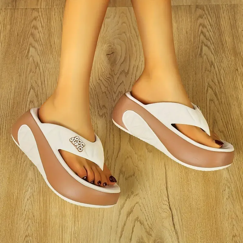 Women's Summer Soft Sole Flip-Flops, Casual Comfortable Beach Sandals, Summer Wedge Holiday Beach Slides