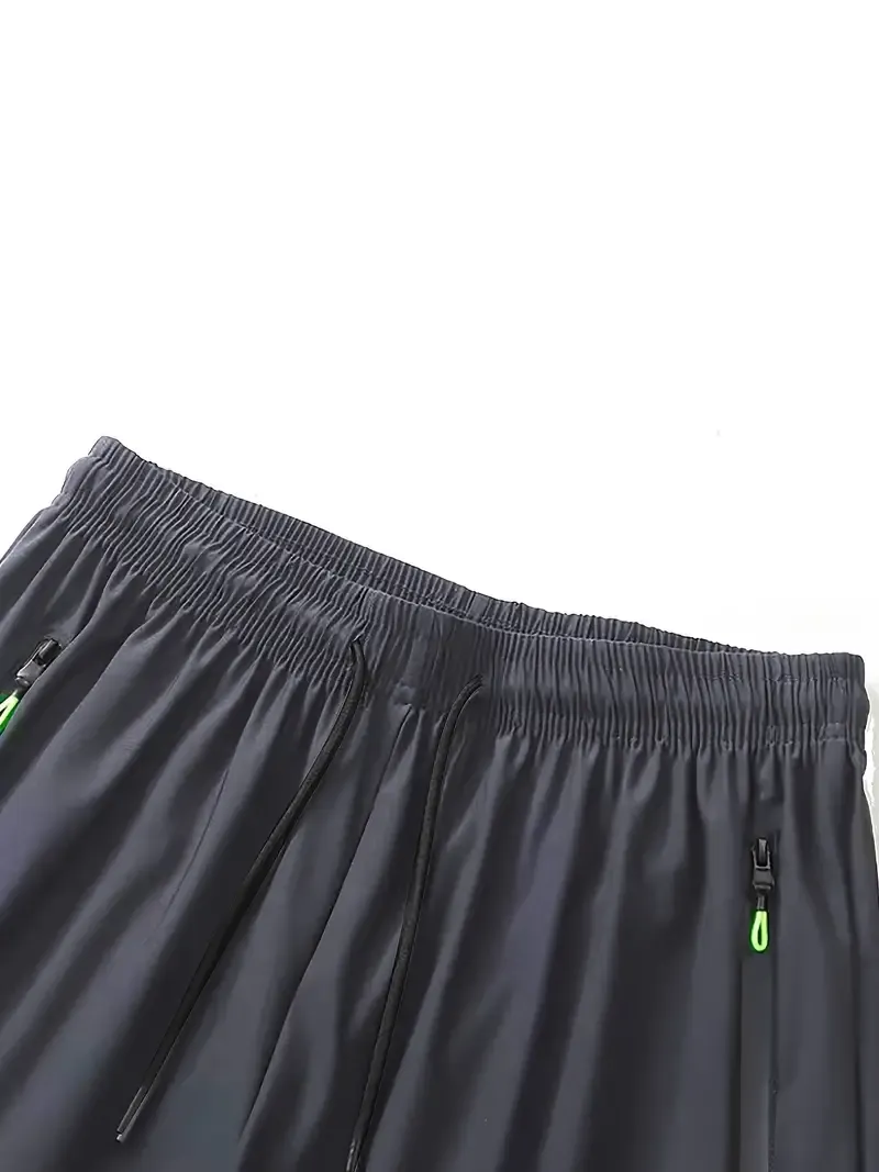 2 PCS  Black ang Gray Men's Solid Quick Drying Shorts, Casual Slightly Stretch Elastic Waist Drawstring Shorts For Summer Gym Workout Training
