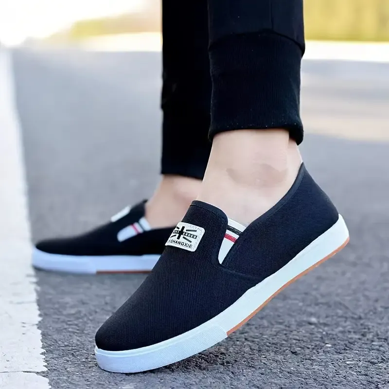 Men's Slip On Casual Shoes With Elastic Strap For Outdoor Walking, Non Slip Camping Shoes