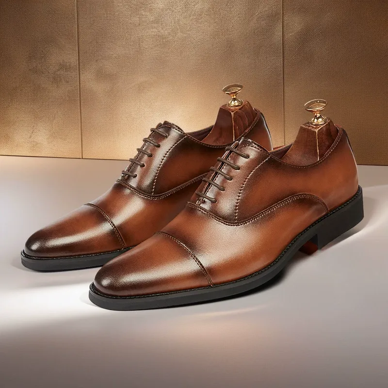 Three-joint leather shoes men's non-slip