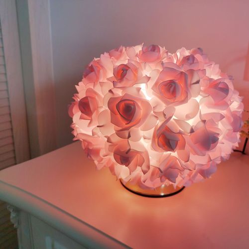 1pc Art Deco USB Rose Table Lamp with Polished Metal Base, PE Rose Petals, Button Switch, Uplight Floral Design, Home Decor Accent Lighting for Various Rooms, Includes Bulb - Romantic Gift for Couples