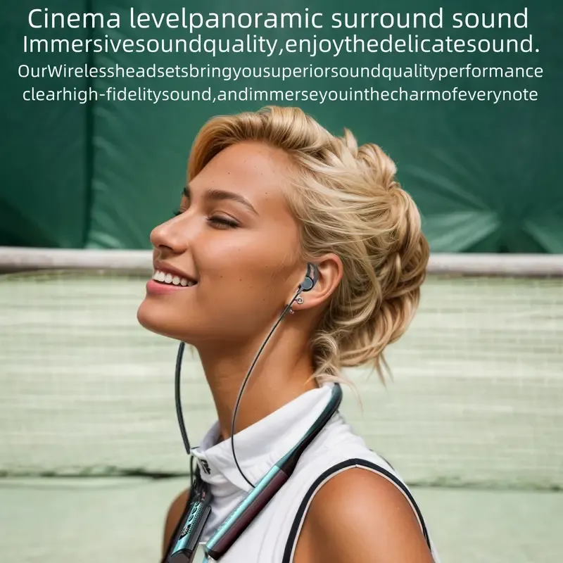 Wireless Earphones Wireless Earphones | Outdoor Sports Headphones New in 2025, Can Be Hung on the Neck, Neck Hanging Style Suitable for Exercise, In-Ear Type with Both Ears, The Neck Ring Can be Bent at Will,