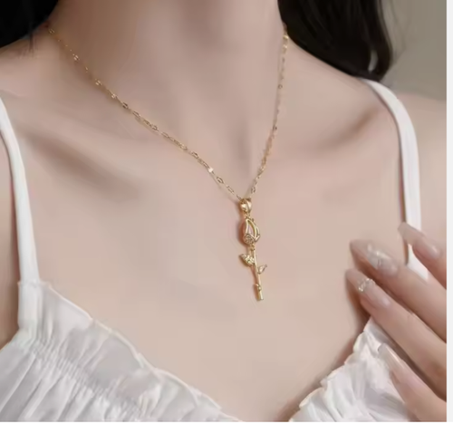 Fashion Gold-plated pendant tulip Collarbone chain Stainless steel jewelry