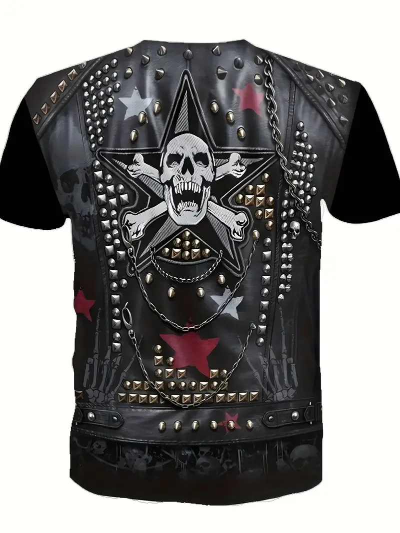 Sailor Punk Style Full Print Men's T-Shirt, Polyester & Spandex, Crew Neck, Casual Wear, Digital Print Graphic Tee, Machine Washable