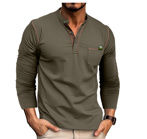 Men's long sleeve T-shirt color block knit