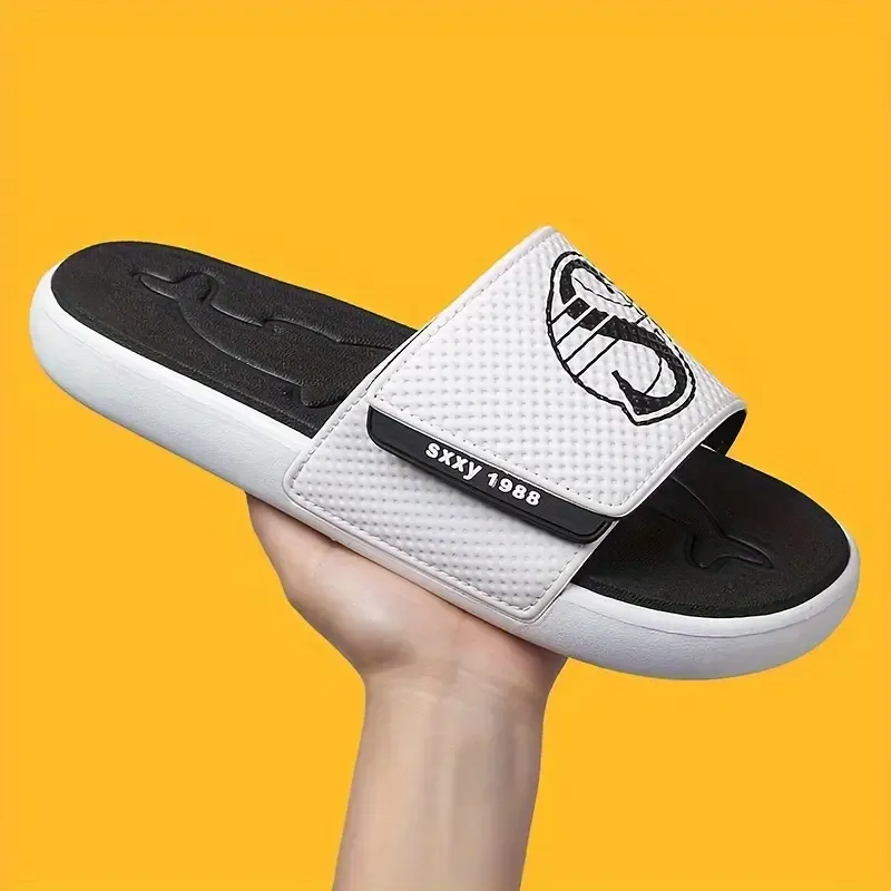 Men's Trendy Open Toe Slippers, Breathable Non-slip Wear-resistant Slippers For Indoor Outdoor Gym
