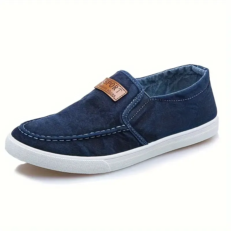 Men's Solid Color Vintage Slip On Breathable Canvas Shoes, Comfy Non Slip Durable Casual Sneakers For Men's Outdoor Activities