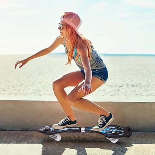 RipStik Caster Board, Deluxe Junior Rip Stick with Illuminating Wheels for More Excitement,Fun and Visibility, Ripstick Skateboard for Kids 8+ (Blue A)