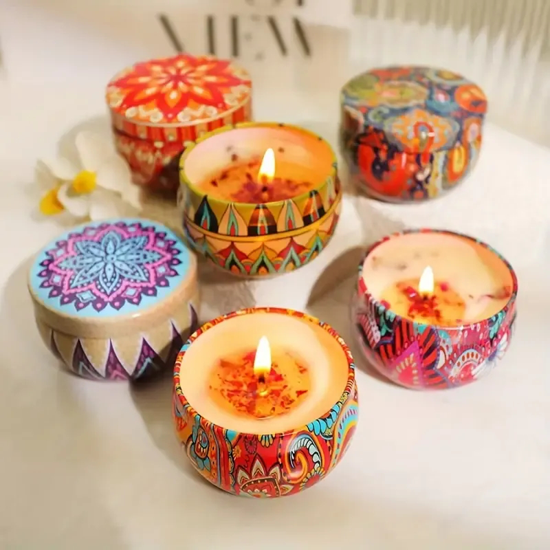 4 pieces of fragrant candle set (4 kinds of fragrance types: jasmine, sandalwood, small Canglan, rose) cans are random. Candles for relieving stress, relaxation, bathing, yoga, and holiday gifts.