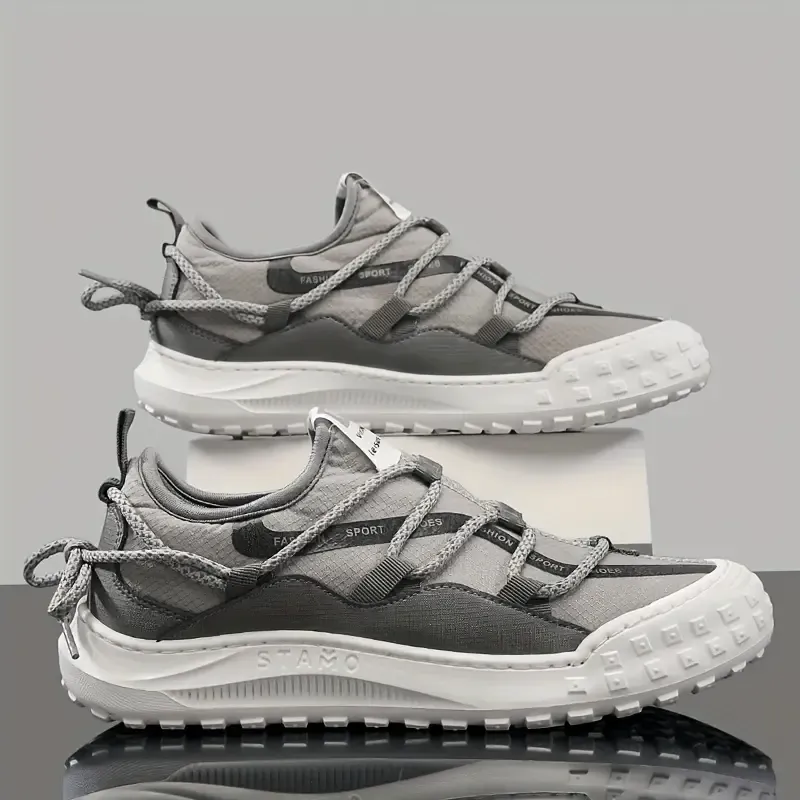 Men's Slip-on Sneakers With Shoelaces - Odor-resistant Athletic Shoes - Breathable