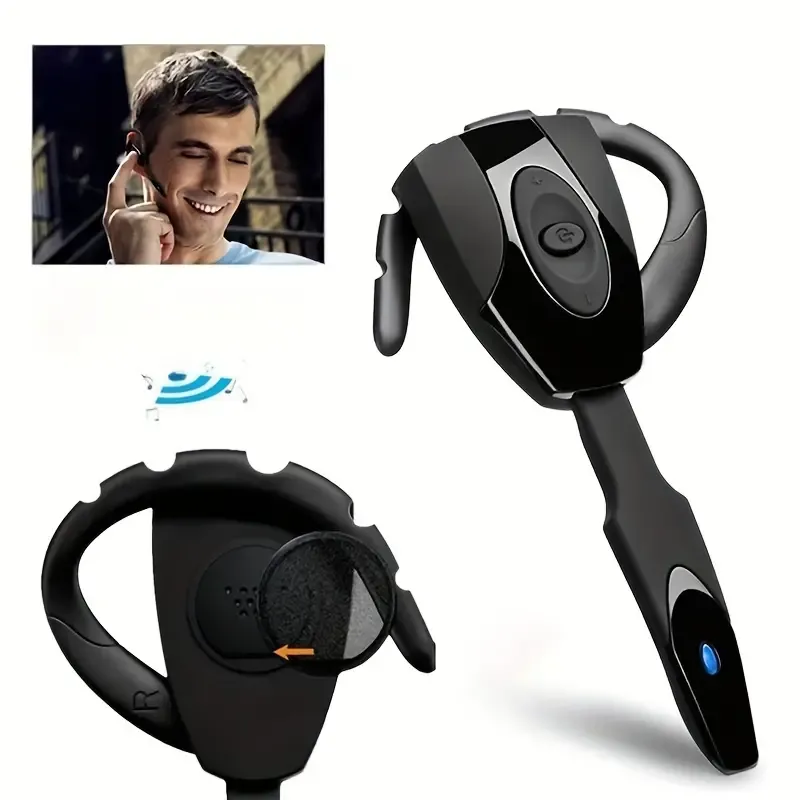 Ultra-Long Battery Life Wireless Earhook Headphones - Lightweight, Rechargeable, Non-In-Ear Design for Sports & Driving