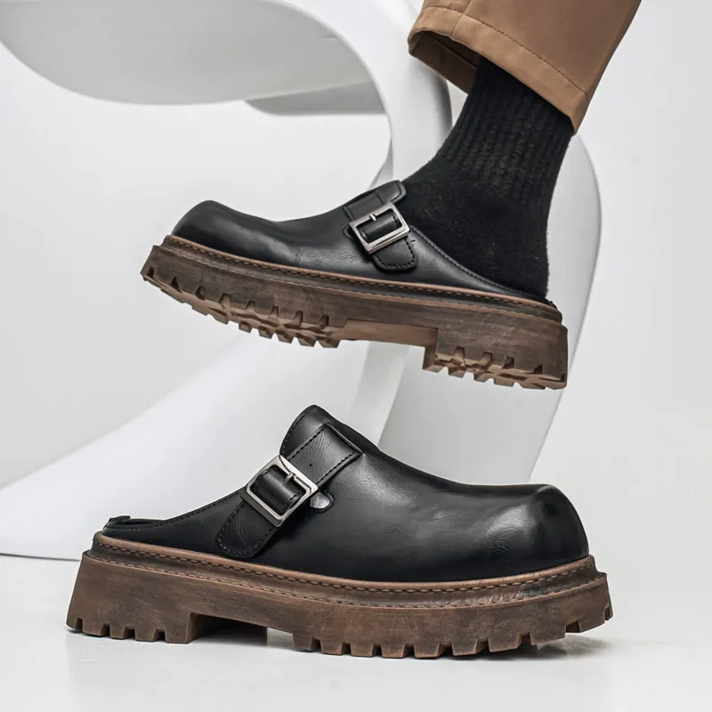 Boken half-heeled trendy shoes with thick soles on the outside