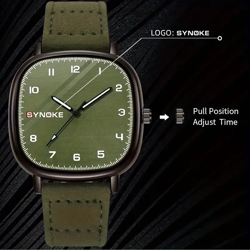 Vintage Army Green Men's Quartz Watch, Simple Sports Wristwatch, Ideal choice for Gifts