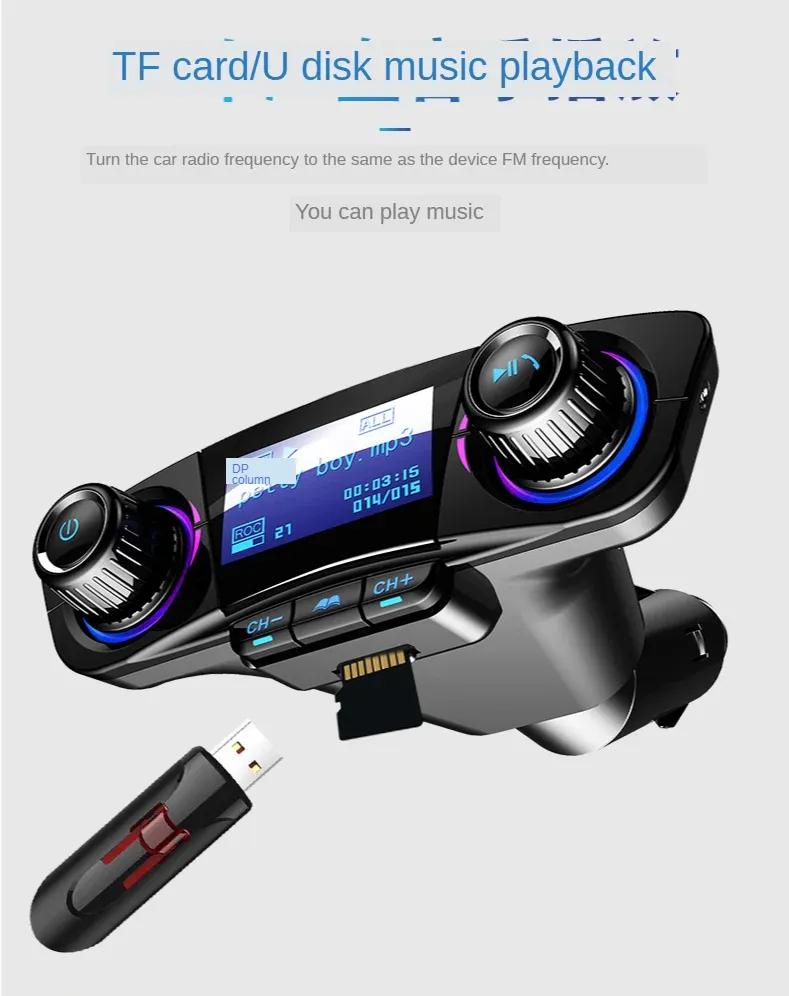 Supports Wireless Bluetooth - FM Transmitter Assist - Car Audio with Dual USB Chargers