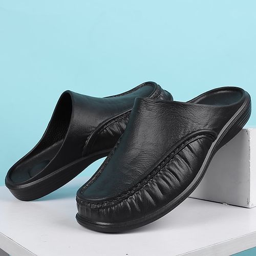 Men's leather shoes with baotou half slippers